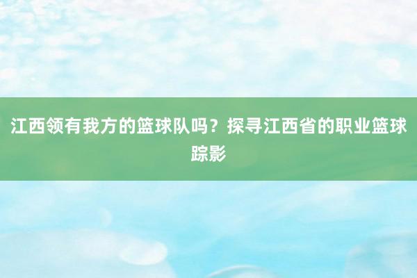 江西领有我方的篮球队吗？探寻江西省的职业篮球踪影